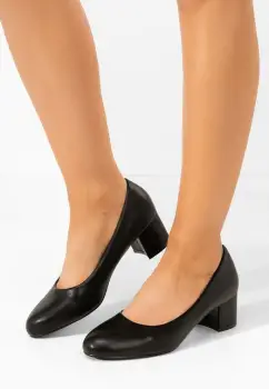 Pantofi cu toc gros Darcela negri imagine