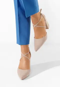 Pantofi cu toc gros Dimitra S bej imagine