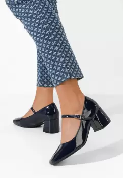 Pantofi cu toc gros Erosa bej imagine