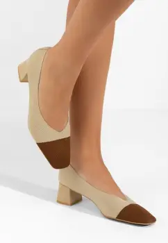 Pantofi cu toc gros Eusebya bej imagine