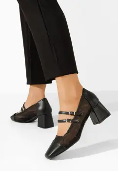 Pantofi cu toc gros Evany negri imagine