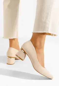 Pantofi cu toc gros Gretta V2 bej imagine