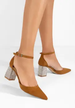 Pantofi cu toc gros Ivette camel imagine