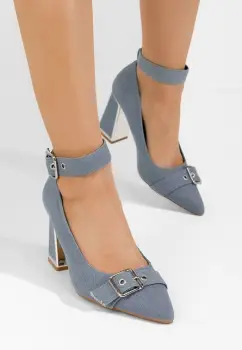 Pantofi cu toc gros Janine denim imagine