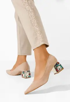 Pantofi cu toc gros Jenice bej imagine