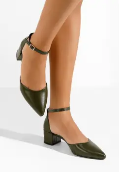 Pantofi cu toc gros Jordanna verzi imagine