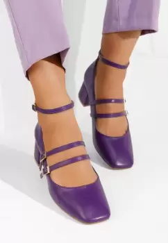 Pantofi cu toc gros Karta mov imagine