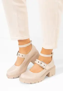 Pantofi cu toc gros Khalilah bej imagine