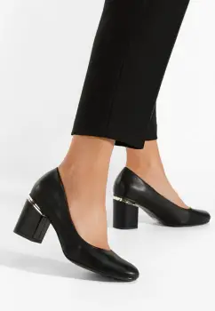 Pantofi cu toc gros Klata negri imagine