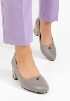 Pantofi cu toc gros Luceta gri imagine