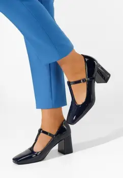 Pantofi cu toc gros Mevana negri imagine