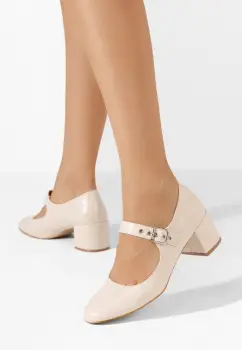 Pantofi cu toc gros Milady bej imagine