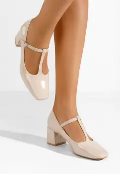 Pantofi cu toc gros Nariela V2 bej imagine