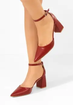 Pantofi cu toc gros Nedelia rosii imagine