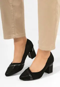 Pantofi cu toc gros Noliva negri imagine