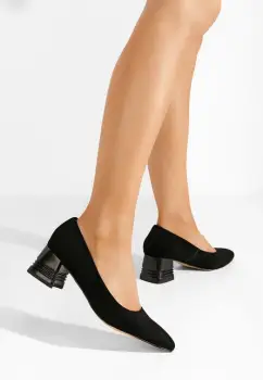 Pantofi cu toc gros piele Fadicia V2 negri imagine