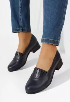 Pantofi cu toc gros piele Lofty maro imagine