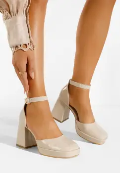 Pantofi cu toc gros rosii Ibia imagine