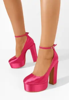 Pantofi cu toc gros si platforma Matea V4 fucsia imagine
