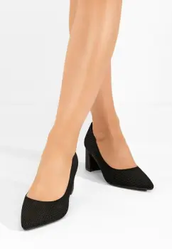 Pantofi cu toc gros Takisha negri imagine