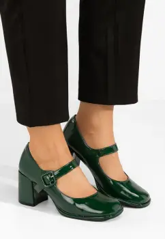 Pantofi cu toc gros Terresa verzi imagine