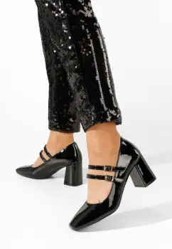 Pantofi cu toc gros Zerena negri imagine