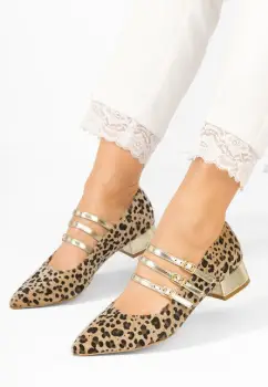 Pantofi cu toc mic Bakea leopard imagine