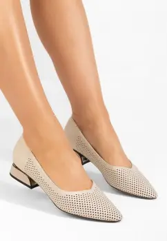 Pantofi cu toc mic Donya bej imagine