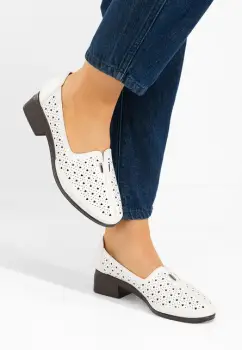 Pantofi cu toc mic Gaynela albi imagine
