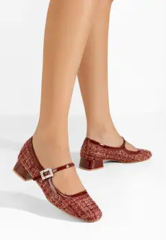 Pantofi cu toc mic Milina rosii imagine