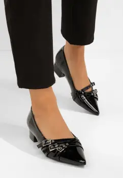 Pantofi cu toc mic Otisia negri imagine