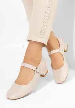 Pantofi cu toc mic Stephine bej imagine