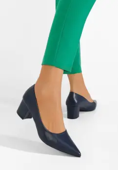 Pantofi cu toc mic Velmena aurii imagine