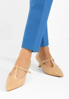Pantofi cu toc subtire Caty bej imagine