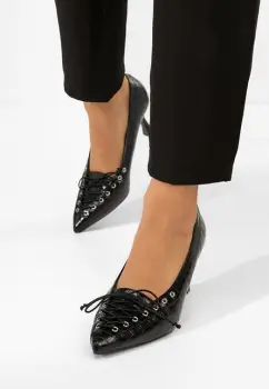 Pantofi cu toc subtire Jasoria negri imagine
