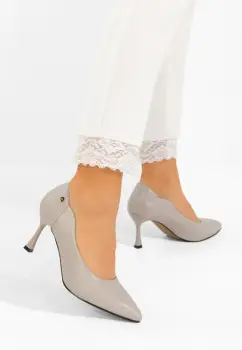 Pantofi cu toc subtire Karita gri imagine