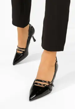 Pantofi cu toc subtire Morenia negri imagine