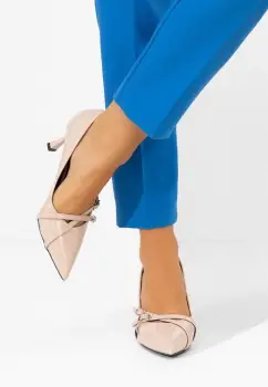 Pantofi cu toc subtire Neena bej imagine