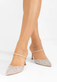 Pantofi cu toc subtire Rosalya bej imagine