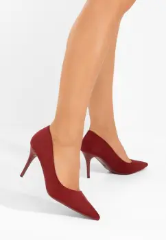 Pantofi cu toc subtire Zavira grena imagine
