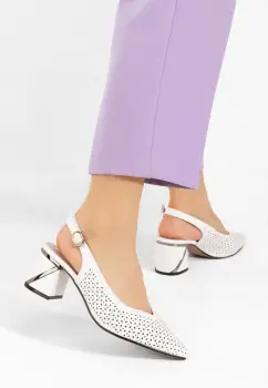 Pantofi slingback Fermina albi imagine