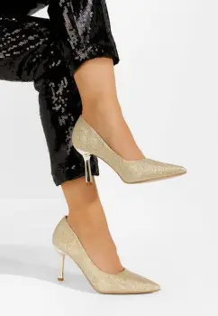 Pantofi stiletto Bernetta aurii imagine