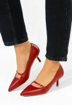 Pantofi stiletto cu toc mic Rilora rosii imagine