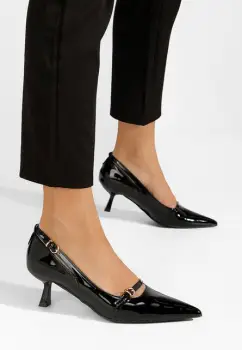 Pantofi stiletto cu toc mic Tosha negri imagine