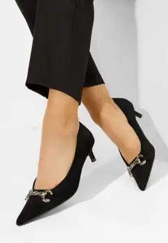 Pantofi stiletto cu toc mic Treva negri imagine