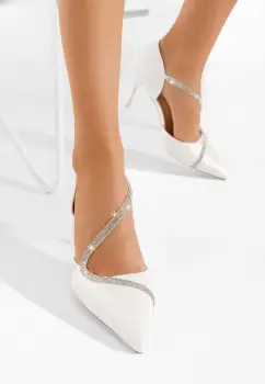 Pantofi stiletto eleganti albi Lavada V2 imagine