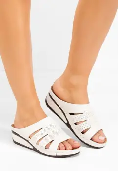 Papuci cu platforma Deneen albi imagine