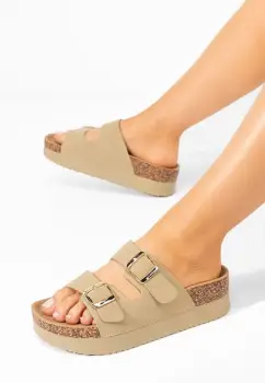 Papuci cu platforma Erinai bej imagine