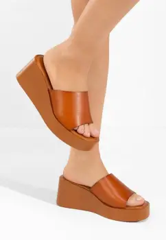 Papuci cu platforma Kamilya camel imagine