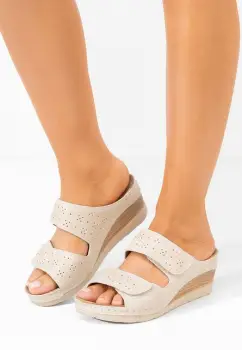 Papuci cu platforma Seriana bej imagine